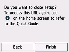 App download URL screen: Do you want to close setup